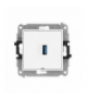 MINI Mechamizm gniazda pojedynczego USB A-A 3.0, bez pola opisowego biały mat Karlik 25MGUSBBO-5