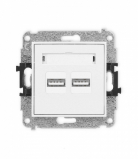 MINI Mechanizm ładowarki USB podwójnej, 5V, 3.1A biały mat Karlik 25MCUSB-6