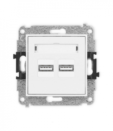 MINI Mechanizm ładowarki USB podwójnej, 5V, 3.1A biały mat Karlik 25MCUSB-6