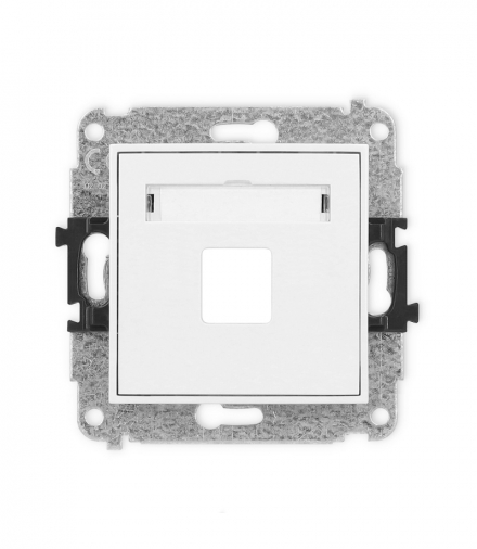 MINI Mechanizm gniazda multimedialnego pojedynczego bez modułu (standard Keystone) biały mat Karlik 25MGM-1P