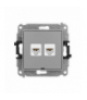 MINI Mechanizm gniazda komputerowego podwójnego 2xRJ45, kat. 6A, 8-stykowy, bez pola opisowego szary mat Karlik 27MGKBO-8
