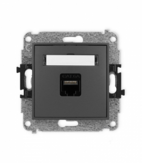 MINI Mechanizm gniazda komputerowego pojedynczego 1xRJ45, kat. 6A, 8-stykowy grafitowy mat Karlik 28MGK-7