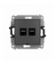 MINI Mechanizm gniazda komputerowego podwójnego 2xRJ45, kat. 6A, 8-stykowy, bez pola opisowego grafitowy mat Karlik 28MGKBO-8