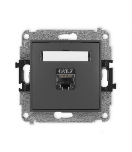 MINI Mechanizm gniazda komputerowego pojedynczego 1xRJ45, kat. 7, ekranowane, 8-stykowy grafitowy mat Karlik 28MGK-9