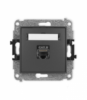 MINI Mechanizm gniazda komputerowego pojedynczego 1xRJ45, kat. 8, ekranowane, 8-stykowy grafitowy mat Karlik 28MGK-11