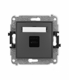 MINI Mechanizm gniazda pojedynczego 1xUSB C-C grafitowy mat Karlik 28MGUSB-7