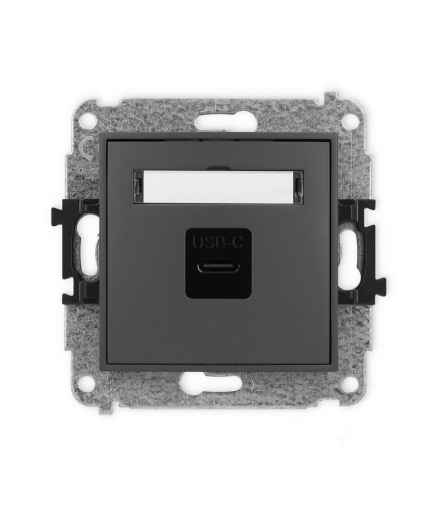 MINI Mechanizm gniazda pojedynczego 1xUSB C-C grafitowy mat Karlik 28MGUSB-7