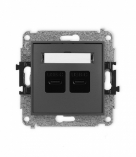 MINI Mechanizm gniazda podwójnego 2xUSB C-C grafitowy mat Karlik 28MGUSB-8