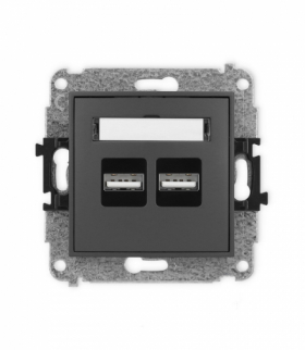 MINI Mechanizm ładowarki USB podwójnej, 5V, 3.1A grafitowy mat Karlik 28MCUSB-6