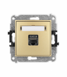 MINI Mechanizm gniazda komputerowego pojedynczego 1xRJ45, kat. 8, ekranowane, 8-stykowy złoty Karlik 29MGK-11
