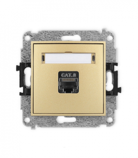 MINI Mechanizm gniazda komputerowego pojedynczego 1xRJ45, kat. 8, ekranowane, 8-stykowy złoty Karlik 29MGK-11