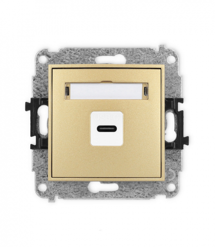 MINI Mechanizm gniazda pojedynczego 1xUSB C-C złoty Karlik 29MGUSB-7