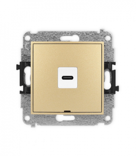 MINI Mechanizm gniazda pojedynczego 1xUSB C-C, bez pola opisowego złoty Karlik 29MGUSBBO-7