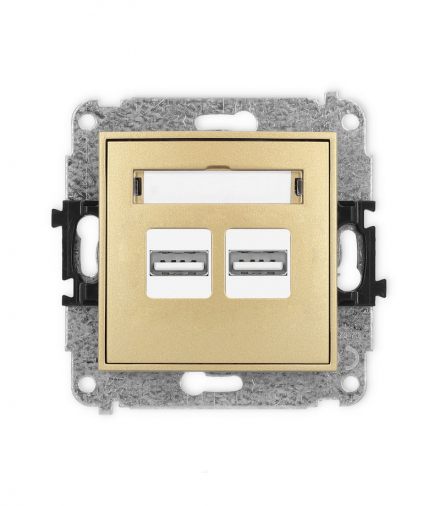 MINI Mechanizm ładowarki USB podwójnej, 5V, 3.1A złoty Karlik 29MCUSB-6
