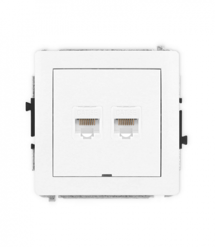 DECO Mechanizm gniazda komputerowego podwójnego 2xRJ45, kat. 5e, 8-stykowy, bez pola opisowego Karlik DGKBO-2