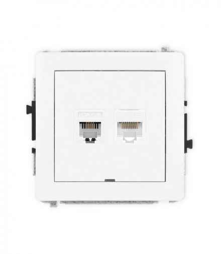 DECO Mechanizm gniazda telefonicznego 1xRJ11 i komputerowego 1xRJ45, kat. 5e, beznarzędziowe, bez pola opisowego Karlik DGTKBO