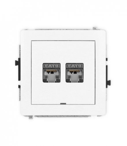 DECO Mechanizm gniazda komputerowego podwójnego 2xRJ45, kat. 6, ekranowane, 8-stykowy, bez pola opisowego Karlik DGKBO-6