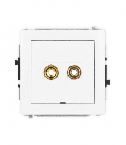 DECO Mechanizm gniazda głośnikowego 1x, bez opisu, (typu banan - czerwony i czarny, pozłacany, 4 mm2, skręcany) Karlik DGGBO-4