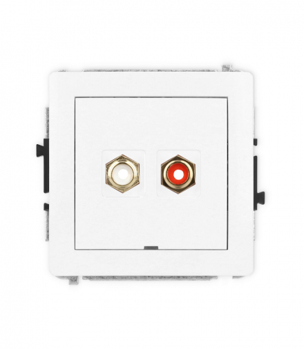 DECO Mechanizm gniazda podwójnego RCA, bez pola opisowego (typu cinch - biały i czerwony, pozłacany) Karlik DGRCABO-2