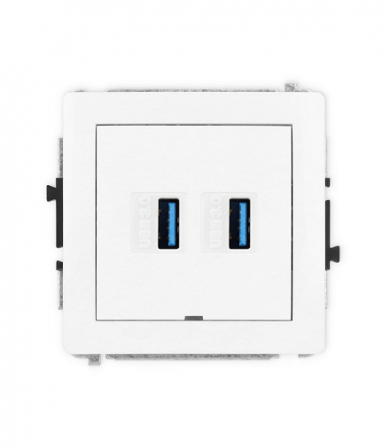 DECO Mechanizm gniazda podwójnego 2xUSB A-A 3.0, bez pola opisowego Karlik DGUSBBO-6