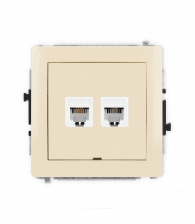 DECO Mechanizm gniazda telefonicznego podwójnego 2xRJ11, 4-stykowy, beznarzędziowe, bez pola opisowego Karlik 1DGTBO-2