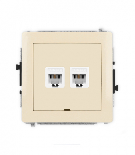 DECO Mechanizm gniazda telefonicznego podwójnego 2xRJ11, 4-stykowy, beznarzędziowe, bez pola opisowego Karlik 1DGTBO-2