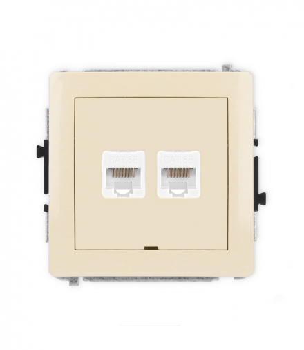 DECO Mechanizm gniazda komputerowego podwójnego 2xRJ45, kat. 5e, 8-stykowy, bez pola opisowego Karlik 1DGKBO-2