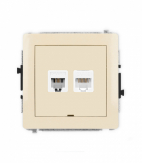 DECO Mechanizm gniazda telefonicznego 1xRJ11 i komputerowego 1xRJ45, kat. 5e, beznarzędziowe, bez pola opisowego Karlik 1DGTKBO