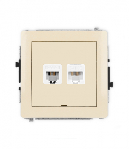 DECO Mechanizm gniazda telefonicznego 1xRJ11 i komputerowego 1xRJ45, kat. 5e, beznarzędziowe, bez pola opisowego Karlik 1DGTKBO