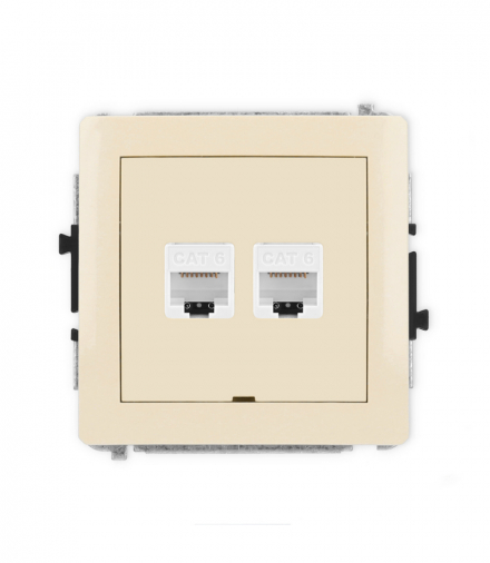 DECO Mechanizm gniazda komputerowego podwójnego 2xRJ45, kat. 6, 8-stykowy, bez pola opisowego Karlik 1DGKBO-4