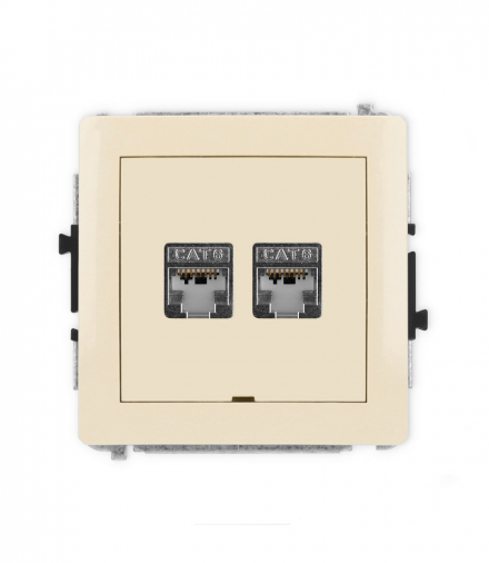 DECO Mechanizm gniazda komputerowego podwójnego 2xRJ45, kat. 6, ekranowane, 8-stykowy, bez pola opisowego Karlik 1DGKBO-6