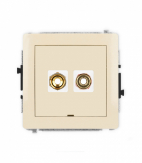 DECO Mechanizm gniazda głośnikowego 1x, bez opisu, bananowe, czerwony i czarny, pozłacany, 4 mm2, skręcany Karlik 1DGGBO-4