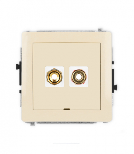 DECO Mechanizm gniazda głośnikowego 1x, bez opisu, bananowe, czerwony i czarny, pozłacany, 4 mm2, skręcany Karlik 1DGGBO-4