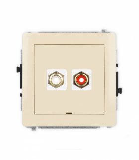 DECO Mechanizm gniazda podwójnego RCA, bez pola opisowego (typu cinch - biały i czerwony, pozłacany) Karlik 1DGRCABO-2