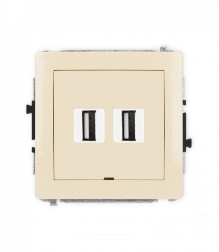 DECO Mechanizm gniazda podwójnego 2xUSB A-A 2.0, bez pola opisowego Karlik 1DGUSBBO-2