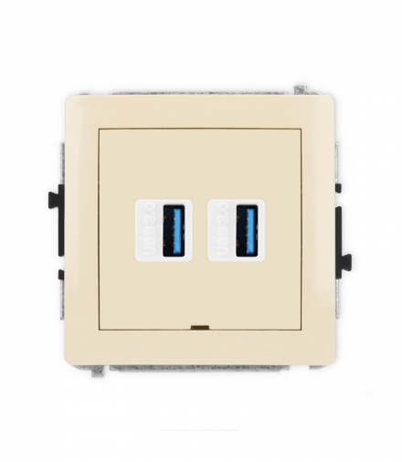 DECO Mechanizm gniazda podwójnego 2xUSB A-A 3.0, bez pola opisowego Karlik 1DGUSBBO-6