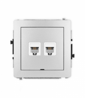 DECO Mechanizm gniazda telefonicznego podwójnego 2xRJ11, 4-stykowy, beznarzędziowe, bez pola opisowego Karlik 7DGTBO-2