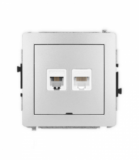 DECO Mechanizm gniazda telefonicznego 1xRJ11 i komputerowego 1xRJ45, kat. 5e, beznarzędziowe, bez pola opisowego Karlik 7DGTKBO