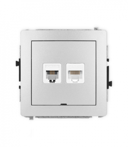 DECO Mechanizm gniazda telefonicznego 1xRJ11 i komputerowego 1xRJ45, kat. 5e, beznarzędziowe, bez pola opisowego Karlik 7DGTKBO