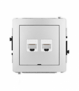 DECO Mechanizm gniazda komputerowego podwójnego 2xRJ45, kat. 6, 8-stykowy, bez pola opisowego Karlik 7DGKBO-4