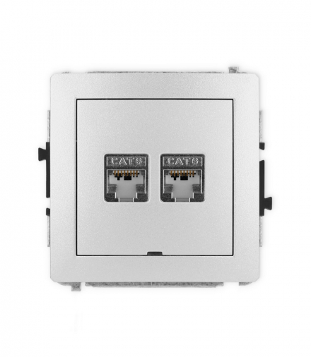DECO Mechanizm gniazda komputerowego podwójnego 2xRJ45, kat. 6, ekranowane, 8-stykowy, bez pola opisowego Karlik 7DGKBO-6