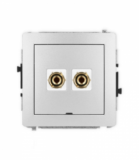 DECO Mechanizm gniazda głośnikowego 1x, bez opisu, bananowe, czerwony i czarny, pozłacany, 4 mm2, do lutowania Karlik 7DGGBO-3