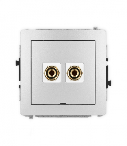 DECO Mechanizm gniazda głośnikowego 1x, bez opisu, bananowe, czerwony i czarny, pozłacany, 4 mm2, do lutowania Karlik 7DGGBO-3