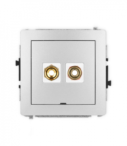 DECO Mechanizm gniazda głośnikowego 1x, bez opisu, bananowe, czerwony i czarny, pozłacany, 4 mm2, skręcany Karlik 7DGGBO-4