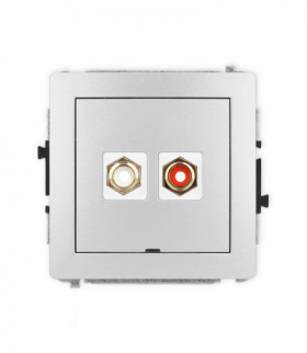 DECO Mechanizm gniazda podwójnego RCA, bez pola opisowego (typu cinch - biały i czerwony, pozłacany) Karlik 7DGRCABO-2