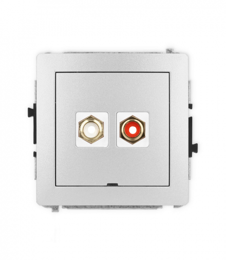 DECO Mechanizm gniazda podwójnego RCA, bez pola opisowego (typu cinch - biały i czerwony, pozłacany) Karlik 7DGRCABO-2