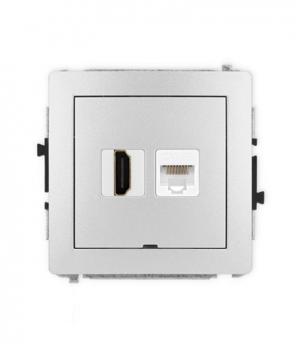 DECO Mechanizm gniazda pojedynczego HDMI 2.0 + gniazda komp. poj. 1xRJ45, kat. 5e, 8-stykowy, bez pola opisowego Karlik 7DGHKBO