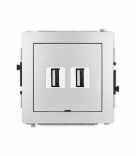 DECO Mechanizm gniazda podwójnego 2xUSB A-A 2.0, bez pola opisowego Karlik 7DGUSBBO-2
