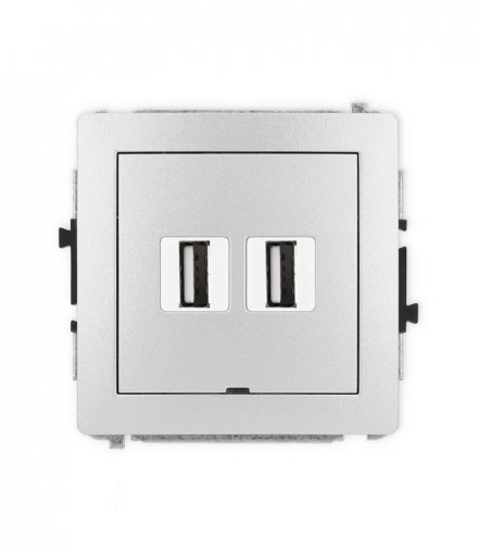 DECO Mechanizm gniazda podwójnego 2xUSB A-A 2.0, bez pola opisowego Karlik 7DGUSBBO-2