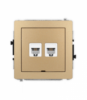 DECO Mechanizm gniazda telefonicznego podwójnego 2xRJ11, 4-stykowy, beznarzędziowe, bez pola opisowego Karlik 8DGTBO-2